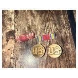 World War I Era (?) Military Pins and Ribbons including U.S. Collar Discs