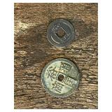 Traditional Chinese Coins with Square Holes Including Various Inscriptions