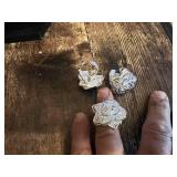 Highly Detailed Silver Flower Rings Set with Stones and Intricate Designs