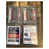 Lot of 4 Tom Brady Football Cards featuring Donruss and Score with Fantasy Studs and Patriots Highlights.
