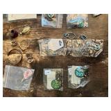 Lot of Fashion Jewelry Items including Crystal Necklace, Turquoise Style Pendants, and Assorted Rings and Earrings