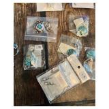 Lot of Fashion Jewelry Items including Crystal Necklace, Turquoise Style Pendants, and Assorted Rings and Earrings
