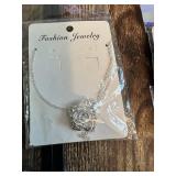 Lot of Fashion Jewelry Items including Crystal Necklace, Turquoise Style Pendants, and Assorted Rings and Earrings