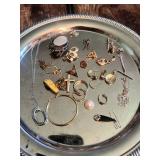 Lot of Jewelry Items Including Earrings, Rings, Necklace with Various Designs and Materials