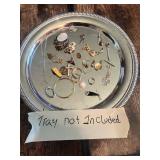 Lot of Jewelry Items Including Earrings, Rings, Necklace with Various Designs and Materials