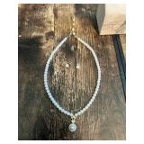 Pearl Necklace and Earring Set with Decorative Box
