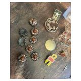 Lot of Assorted Pins and Brooches including US Army Pin, 88 Sturgis Pin, and National Guard Ribbon