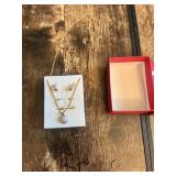 Gold-Tone Necklace and Earrings Set with Heart Pendant