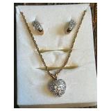 Gold-Tone Necklace and Earrings Set with Heart Pendant