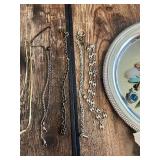 Assorted Necklaces, Chains, Pendants, and Charms Tray