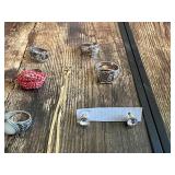 Lot of Mixed Jewelry Items Including Rings, Necklace, and Earrings