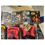 Star Wars Collection including Yoda Figure, Darth Maul and Anakin Bags, Various DVDs and Games