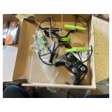 Green & Black Drone with Controller, Night Hunter Helicopter, and Flashtron RC Car with Remote - Untested