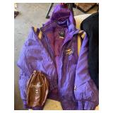 Minnesota Vikings Apparel Lot including Jackets, Scarf, and Bag - One Jacket M 10-12, 2 are XXL