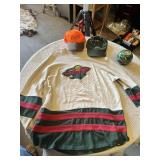 Minnesota Wild Hockey Shirt (XL) and Two Hats