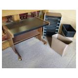 Small Rolling Deck, Filer, and Vintage Metal Trash Cans