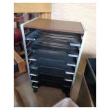Small Rolling Deck, Filer, and Vintage Metal Trash Cans