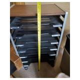 Small Rolling Deck, Filer, and Vintage Metal Trash Cans