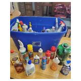 Large Lot of Various Cleaning supplies with Tub