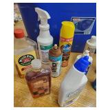 Large Lot of Various Cleaning supplies with Tub