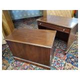 2 Smaller Wooden Desks one with a drawer