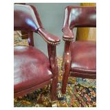 Beautiful Vintage Leather Club/Bank Chairs - Both on Rollers