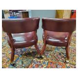 Beautiful Vintage Leather Club/Bank Chairs - Both on Rollers