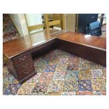Very Large corner bank desk one section with thick glass top