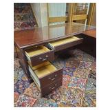 Very Large corner bank desk one section with thick glass top