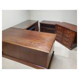 Large Lot of office furniture including corner desk, cabinet, and floating desk