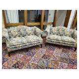 2 Classic Floral High Back Love Seats Gorgeous Colors Manufactured in North Carolina