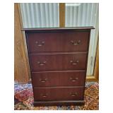 Large 54" Tall wood 4 drawer cabinet/dresser with Glass Top
