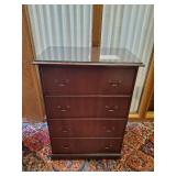 Large 54" Tall wood 4 drawer cabinet/dresser with Glass Top