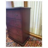 Large 54" Tall wood 4 drawer cabinet/dresser with Glass Top