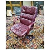 Solid used Leather Dest Chair on rollers