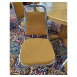 8 mid modern Solid Virco Cushioned chairs and beautiful heavy vintage wood table