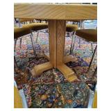 8 mid modern Solid Virco Cushioned chairs and beautiful heavy vintage wood table
