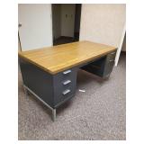 Solid Vintage Metal Desk with wood Top