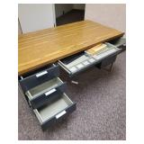 Solid Vintage Metal Desk with wood Top