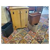 cute Vintage Wooden Cabinet with 3 metal trashcans