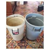 3 heavy duty Trashcans one with rollers