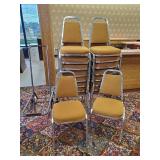 18 mid modern Virco cushioned chairs with Metal Chair Cart