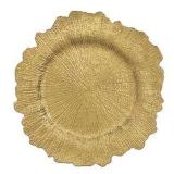 13" Round Sponge Gold Acrylic Plastic Charger Plate - 50/Case Retail $250