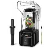 CRANDDI Quiet Commercial Blender with Soundproof Shield, 2200 Watt Professional Blenders for Kitchen with 80oz Jar and Self-Cleaning, High-Speed Blenders K90 Black