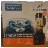 Nilpfers 3 in 1 professional grade blender and food processor - 67 oz pitcher - 3 cup vegetable chopper - Retail $115