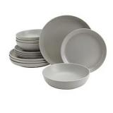 FieldCrest Heritage 12-Piece Dinner Pkate and Bowl Set, Smoke Gray Color, One Large Plate Broken in Transit