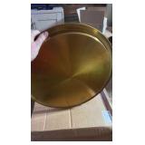Decorative and Elegant Gold Colored Serving Tray With Black Textured Rubber Mat to Hold Drinks, Food and Plates