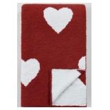 Truly Soft Super Cozy Throw Blanket, Red and White Hearts Pattern 50 inches x 70 inches