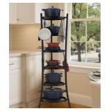 6-Tier - Multi-Tier Storage Rack for Cookware & Accessories - Space-Saving Organizer for Cast Iron, Lids & Kitchen Essentials - Matte Black 264 Lbs Capacity Freestanding Pot Rack, 6-Tier Cast Iron Coo