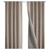 100% Blackout Curtain for Bedroom - 1 Panel - Natural Linen Curtains 50" W x 63" L Long, Thermal Insulated  Linen Light Blocking Drapes, 1 Panel only, Top Grommet for Living Room